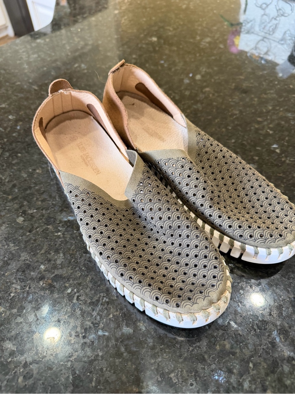 Ilse Jacobsen Taupe Perforated Slip-On Loafers 6.5-7